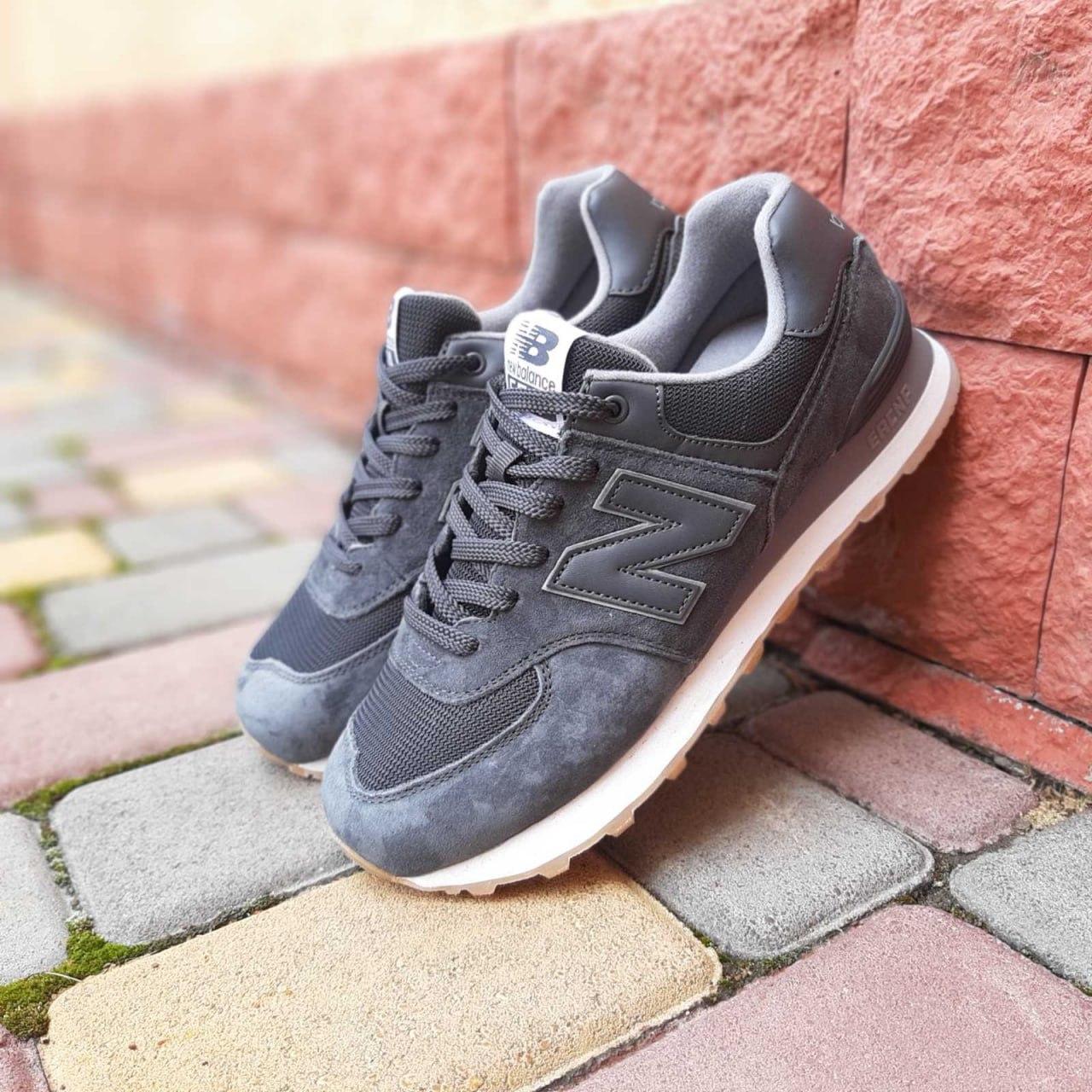 Чоловічі кросівки New Balance 574 Dark Grey (Сірі) Взуття Нью Баланс 574 натуральний замш демісезон В'єтнам