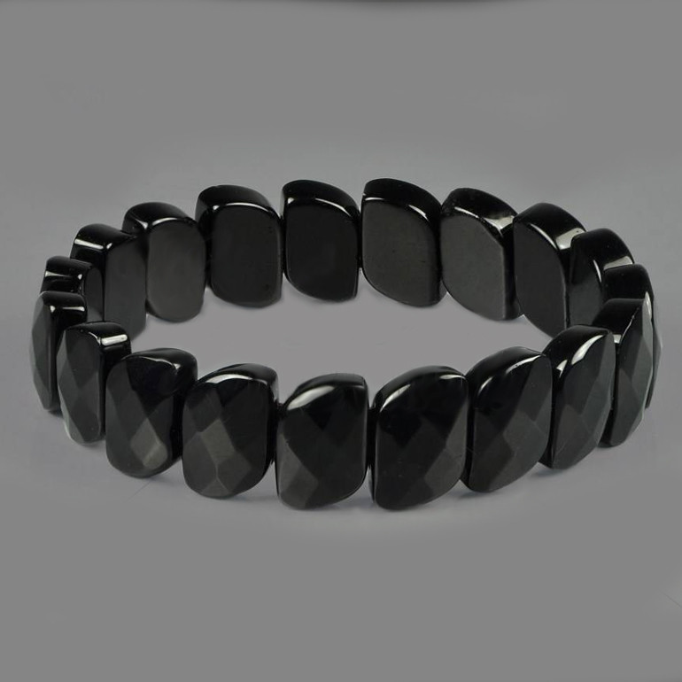 Браслет із чорного гранованого Обсидіана, фото 1