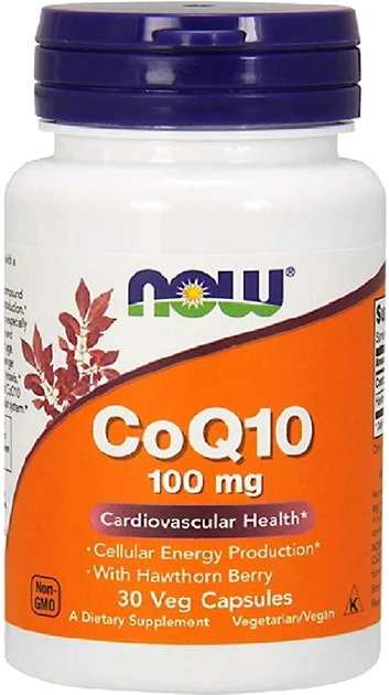 Коензим Q10 з глодом, CoQ10 with Hawthorn Berry, Now Foods 100 мг, 30 Капсул