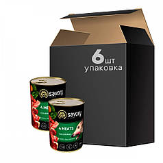 Упаковка вологого корму корм Savory Dog Gourmand для дорослих собак (4 різновиди м'яса) 6 шт.*400г