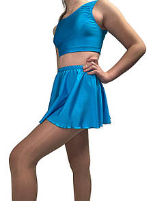 Танцювальна спортивна спідниця блакитна, біфлекс