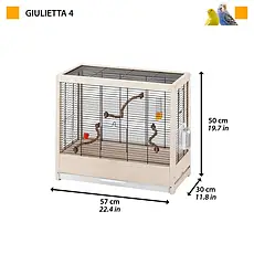 Клітка для канарок папуг екзотичних та інших дрібних птахів GIULIETTA 4 57 x 30 x h 50 cm, фото 3
