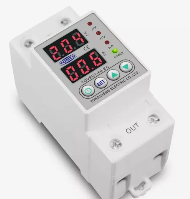 Реле захист напруги та струму TOMZN TOVPD1-60-EC 220V 60А бар'єр, фото 1