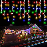 Fairy Lights Icicle Outdoor 10 m 400 LED Light Curtain LED с Timer, IP44 Waterproof 8 Modes for Indoor Outdoor