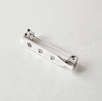 Основа для брошки Finding Брошь-шпилька з трьома отворами з замком Сріблястий 27 мм х 5 мм х 7 мм