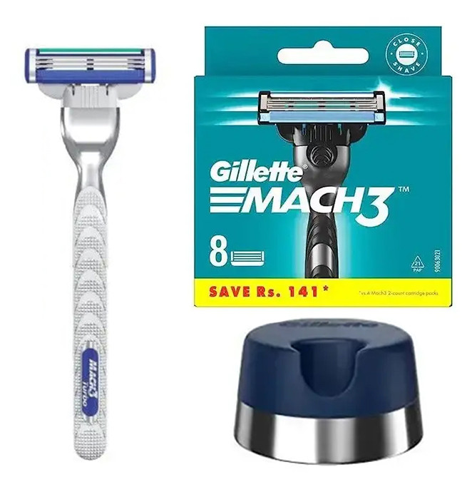 Змінні касети Gillette Mach3 (8 шт) + Тримач Mach 3 + Станок Gillette Mach3 Turbo