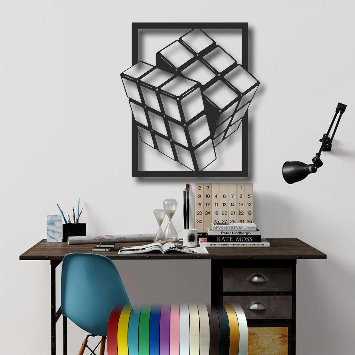 Панно 3D декоративне з об'ємом 15 мм для стін, Кубик рубік, 55 х 50 см, Чорний, фото 1