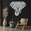 Панно 3D декоративне з об'ємом 15 мм для стін, Слон, 70 х 80 см, Чорний, фото 2
