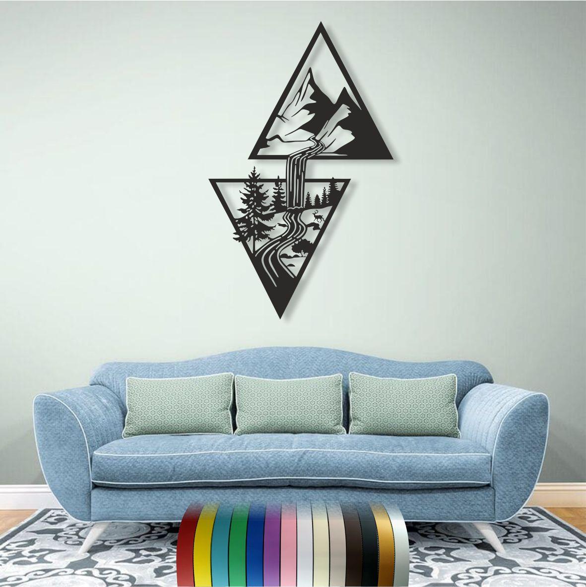 Панно 3D декоративне з об'ємом 15 мм для стін, Гори та річки, 80 х 50 см, Чорний, фото 1