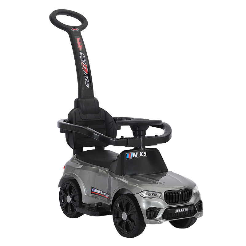 Машинка толокар U-Max 2в1 зі знімною ручкою і музикою на кермі + багажник під сидінням Сірий