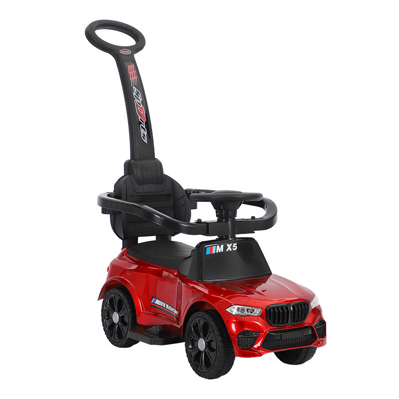 Машинка толокар U-Max 2 в 1 зі знімною ручкою і музикою на кермі + багажник під сидінням Темно-вишневий