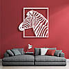 Панно 3D декоративне з об'ємом 15 мм для стін, Зебра, 60 х 60 см, Чорний, фото 3