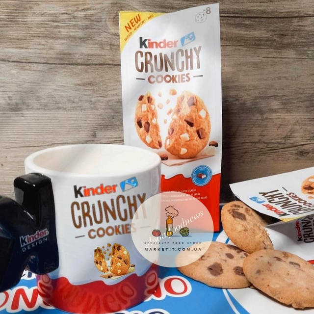 Печиво злакове Kinder Crunchy Cookies, зі шматочками молочного та