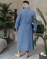 Натуральний турецький вафельний чоловічий халат, вафельні халати для бані, фото 2