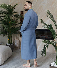 Натуральний турецький вафельний чоловічий халат, вафельні халати для бані, фото 3