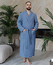 Натуральний турецький вафельний чоловічий халат, вафельні халати для бані, фото 4