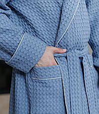 Натуральний турецький вафельний чоловічий халат, вафельні халати для бані, фото 5