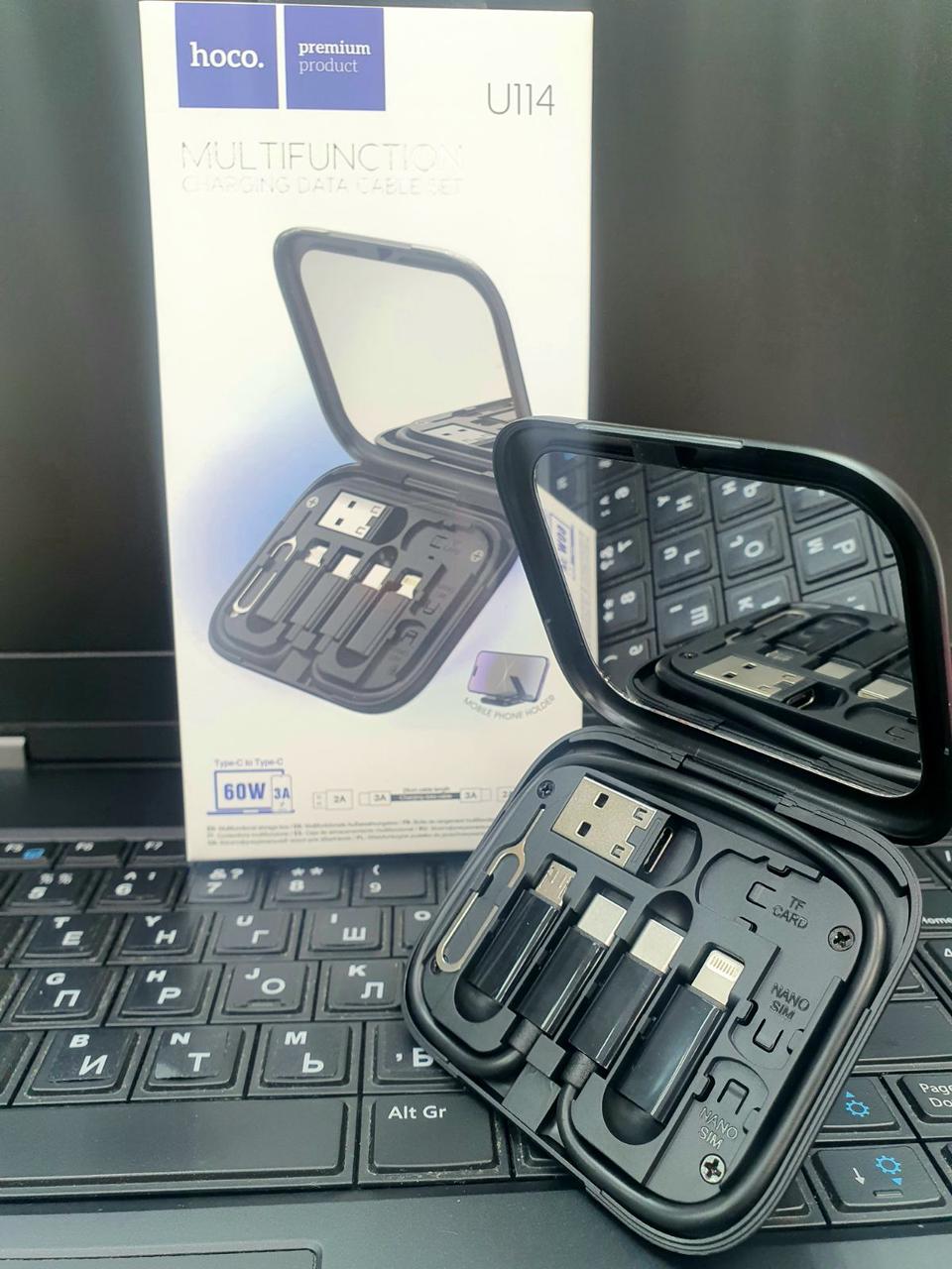 Набір кабелів Hoco U114 Treasure 7in1 Type-C to Type-C/адаптер Micro toT-С/Lightning toT-С/USB toT-С (Чорний)