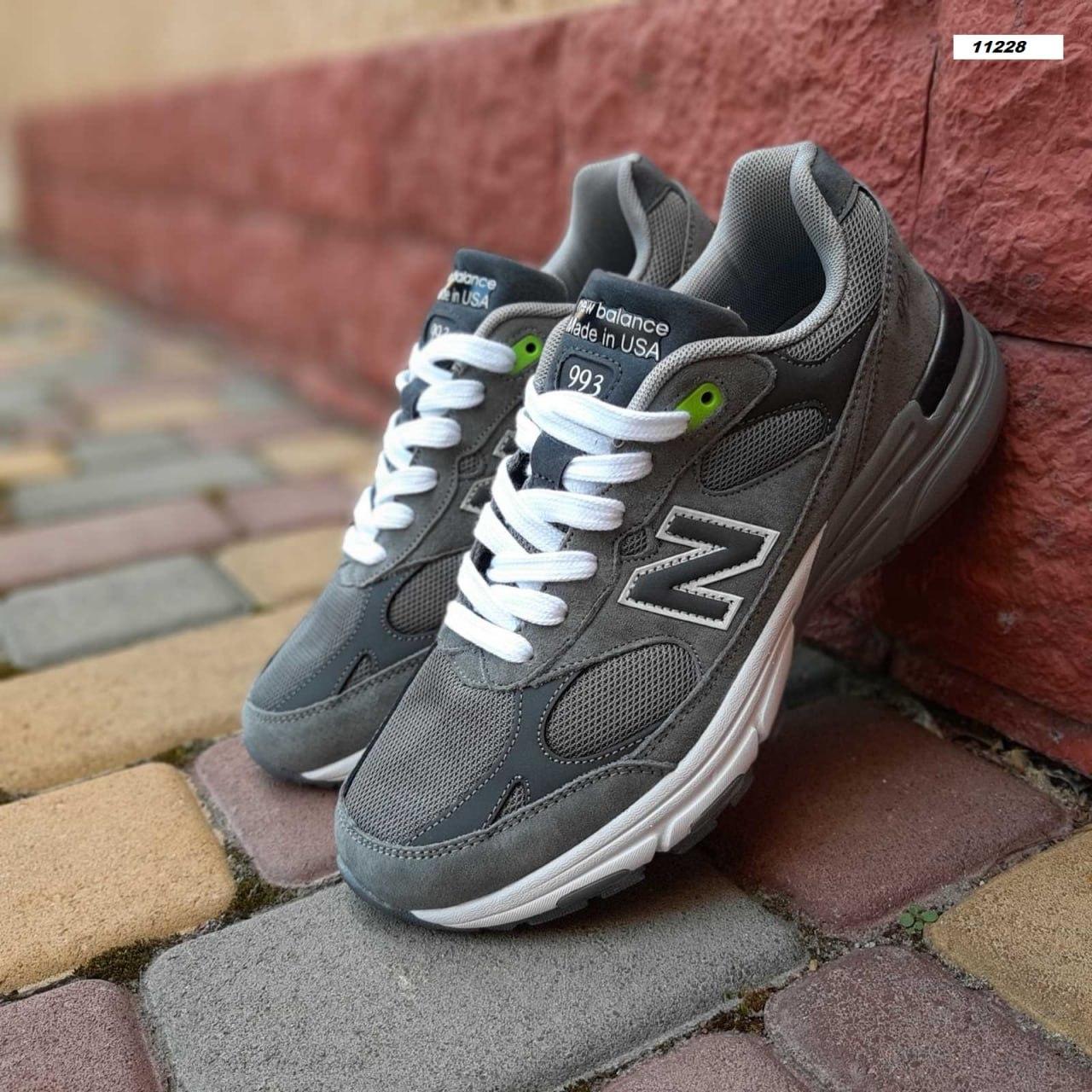 Чоловічі кросівки New Balance 990 Grey (Сірі з салатовим) Взуття Нью Беланс 993 замша текстиль демісезон