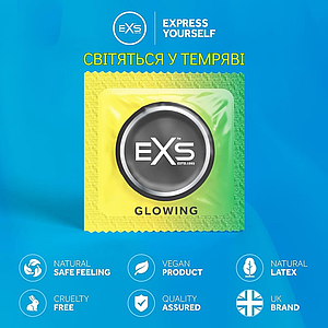 Презервативи EXS Glow 6 штук світяться у темряві фосфорні флуоресцентні