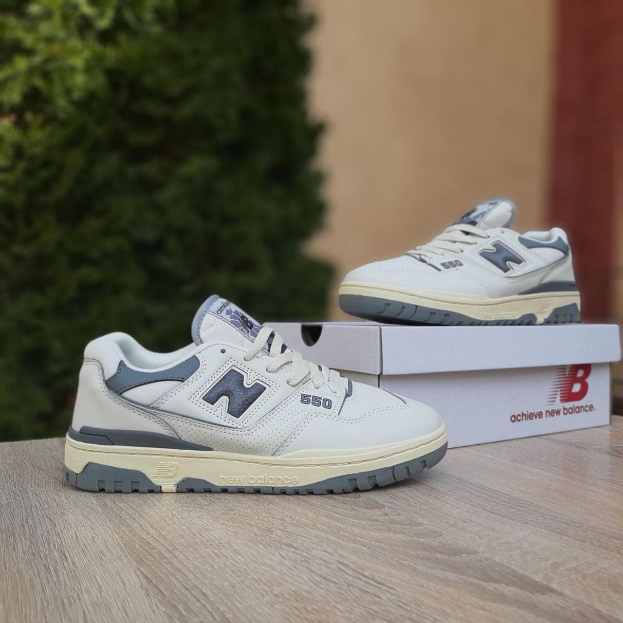 Чоловічі кросівки New Balance 550 White Gray (Білі) Взуття Нью Беланс 550 повсякденні шкіра демісезон