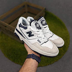 Чоловічі кросівки New Balance 550 White Blue (Білі з синім) Взуття Нью Беланс 550 повсякденні шкіра демісезон