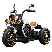 Дитячий електромотоцикл U-MAX Retro 2029 Білий з підсвічуванням фар і музичним плеєром