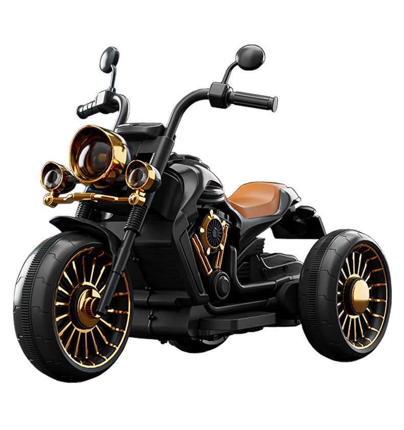 Дитячий електромотоцикл U-MAX Retro 2029 Чорний з підсвічуванням фар і музичним плеєром