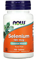 Селен, 100 мкг, 100 таблеток, зміцнює імунітет людини, NOW Foods.