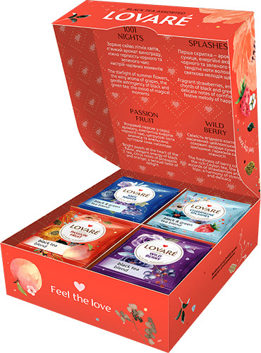 Набір чорного чаю 4 види Lovare Black Tea Assorted у пакетиках 32*2 гр (Ловаре), фото 1