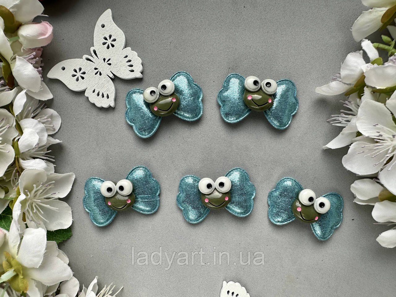 Аплікація "жагушенята з декором", 4.5 х 3 см, 20 шт./пач., блакитного кольору, фото 1
