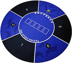 Сукно для гри в покер Poker Premium кругле 120 см, синій/чорний