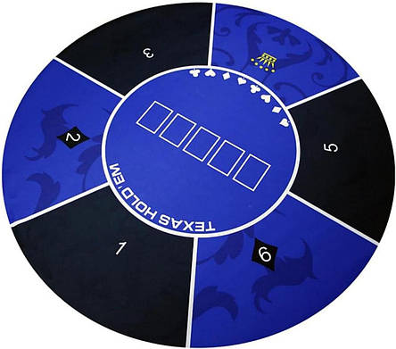 Сукно для гри в покер Poker Premium кругле 120 см, синій/чорний, фото 1