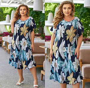 Літня вільна сукня штапель великі розміри