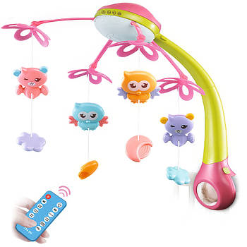 Карусель на ліжечко з 4 підвісками та проектором нічного неба на пульті HB 0006 ABCD