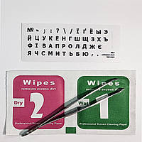 Міні Наклейки на клавіатуру на прозорій плівці чорні літери, жирний шрифт