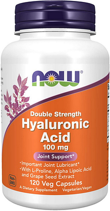 Гіалуронова кислота NOW Hyaluronic Acid 100 mg double strength 120 капс, фото 1