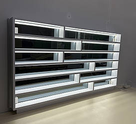 Полиці з підсвічуванням для лаків косметики в салон краси дзеркальний навісний стелаж для манікюру ДОД-04