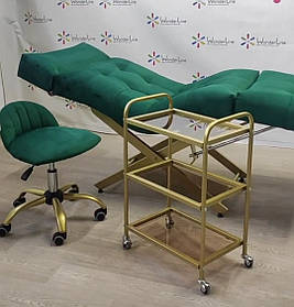 Комплект 3в1 меблі для нарощування вій татуажу Lashmaker: анатомічна кушетка, стільчик візок BR_L