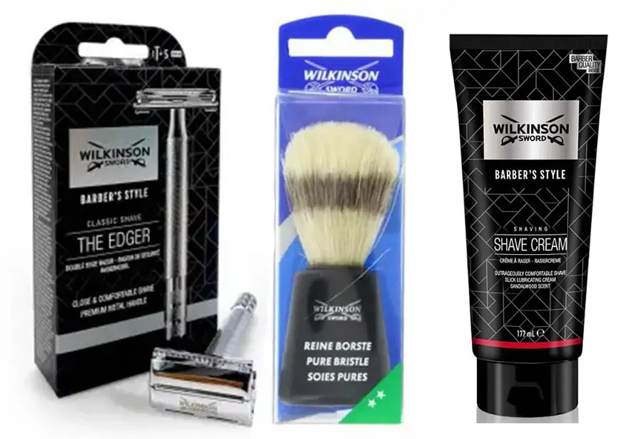 Класична бритва Wilkinson Sword Barber's Style + Помазок Wilkinson + Крем для гоління Wilkinson