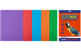 Папір кольоровий А4 80г/м2, 50 аркушів Intensiv MIX 5 кольорів Buromax ВМ.2721350-99