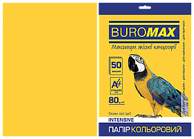 Папір кольоровий А4 80г/м2 Intensiv жовтий 50 аркушів BUROMAX ВМ.2721350-08
