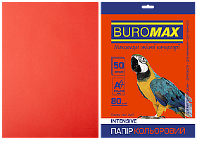 Папір кольоровий А4 80г/м2 Intensiv червоний 50 аркушів BUROMAX ВМ.2721350-05