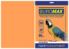 Папір кольоровий А4 80г/м2 Intensiv помаранчевий 50 аркушів BUROMAX ВМ.2721350-11
