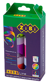 Фарби акрилові 6 кольорів по 10мл неонові Zibi Kids Line ZB.6661