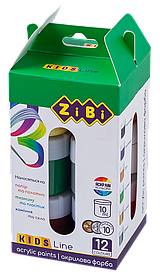 Фарби акрилові 12 кольорів по 10мл Zibi Kids Line ZB.6662