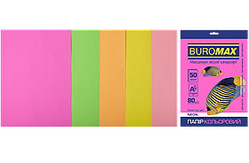 Папір кольоровий А4 80г/м2 50 аркушів 5 кольорів NEON Buromax BM.2721550-99