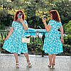 Літня сукня розлітайка широкого крою в квітковий принт, із завищеною талією, батал великі розміри, фото 3
