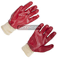 Перчатки вязаные с латексным покрытием / цвет: красный