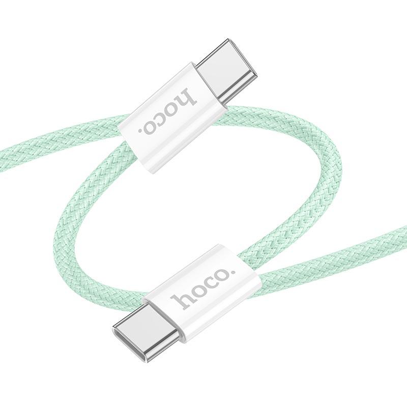 USB кабель Type-C на Type-C HOCO Source 60W charging data cable (1m, PD2.0, 60W, 20V 3A). Green, фото 1